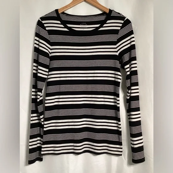 Crew Tops Jcrew Perfect Fit Black And White Striped Long